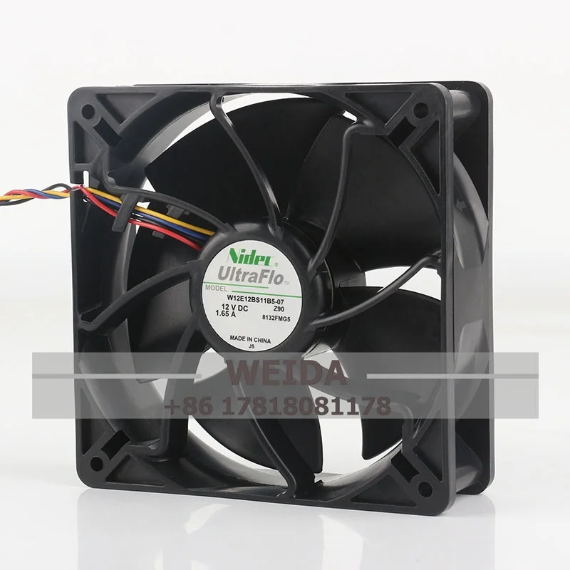 

Chassis Power fan Original Nidec 12038 12cm DC12V 1.65A W12E12BS11B5-07 violent large air heat dissipation fan 120*120*38MM
