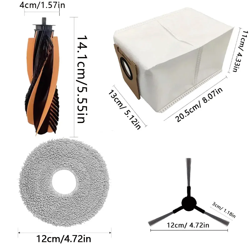 Spare Parts For JONR P20 PRO/T5 Pro Robot Vacuum Cleaner, Main Side Brush Hepa Filter Mop Cloth Mop Pad Dust Bag Replacement image 2