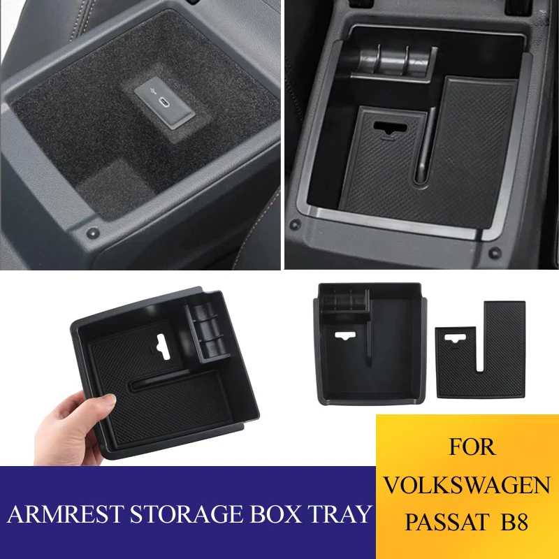 For Volkswagen VW Passat B8 Sedan Variant Alltrack Car Central Armrest Storage Box Container Holder Interior Accessories