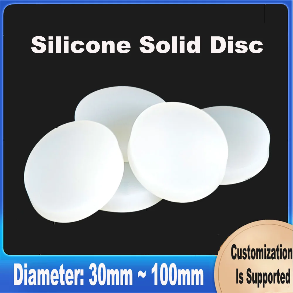 

White Solid Round Silicone VMQ Rubber Sheet Seal Gaskets Pad Dia 30-100mm Thick 1-3mm