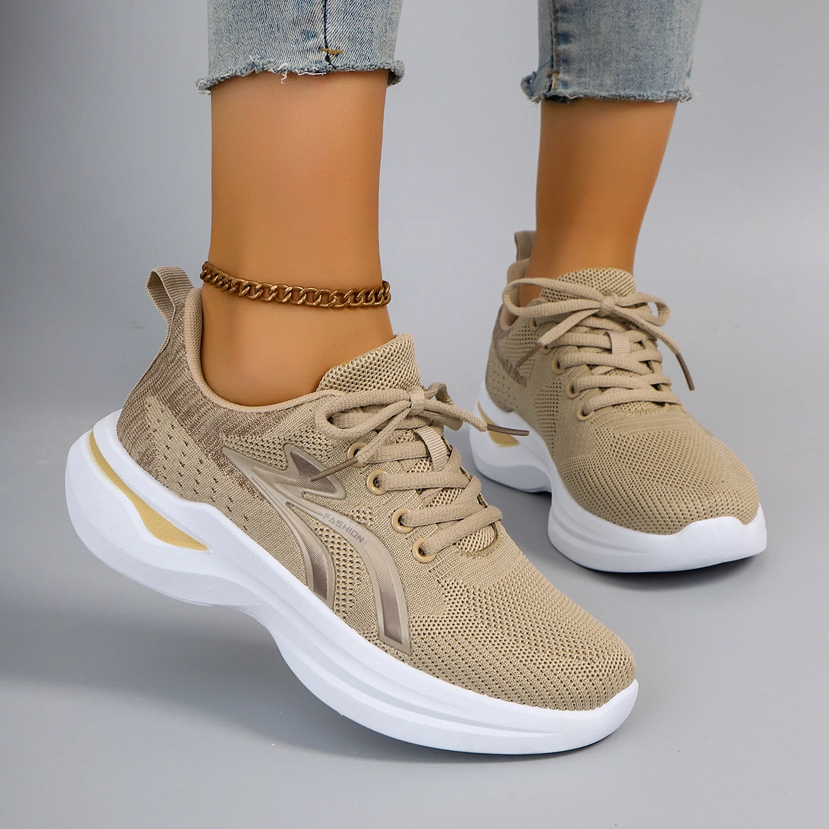 Frühling und Herbst Neue lässige Schnür-Sportschuhe für Damen, bequem, atmungsaktiv, leicht und verschleißfest