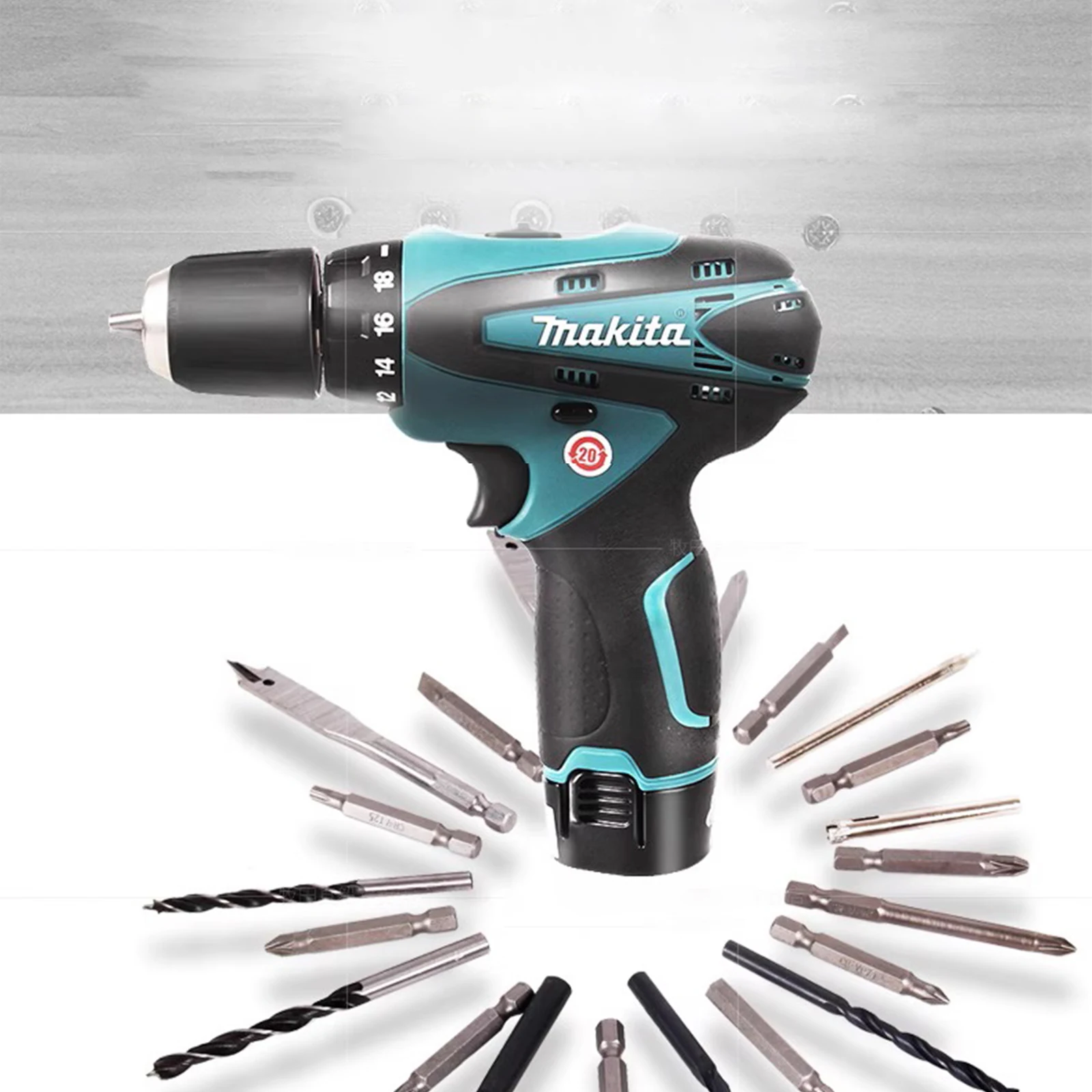 New Japan Makita Rechargeable Screwdriver 24/14N.m 18+1 Gear Torque Adjustment 115 W Dual Battery Strong Power Drill Screwdriver