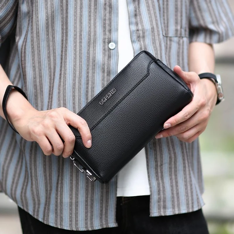 Luxury Men's PU Leather Clutch Bag Password Lock Handbag Business Travel Wallet Male Wristlet Card bag and phone bag