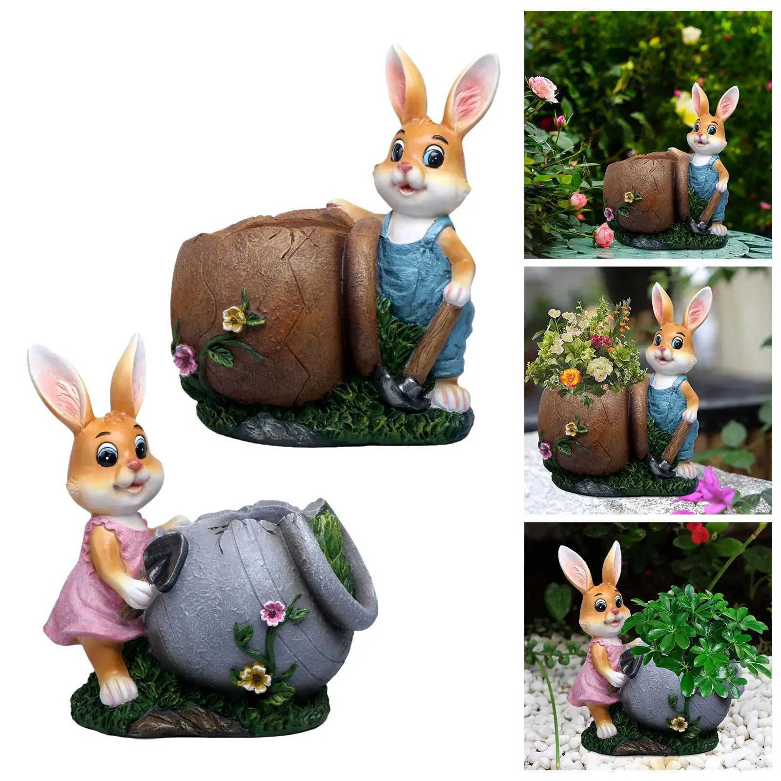 

Статуэтка кролика-кашпо из смолы, декоративное украшение для сада и балкона