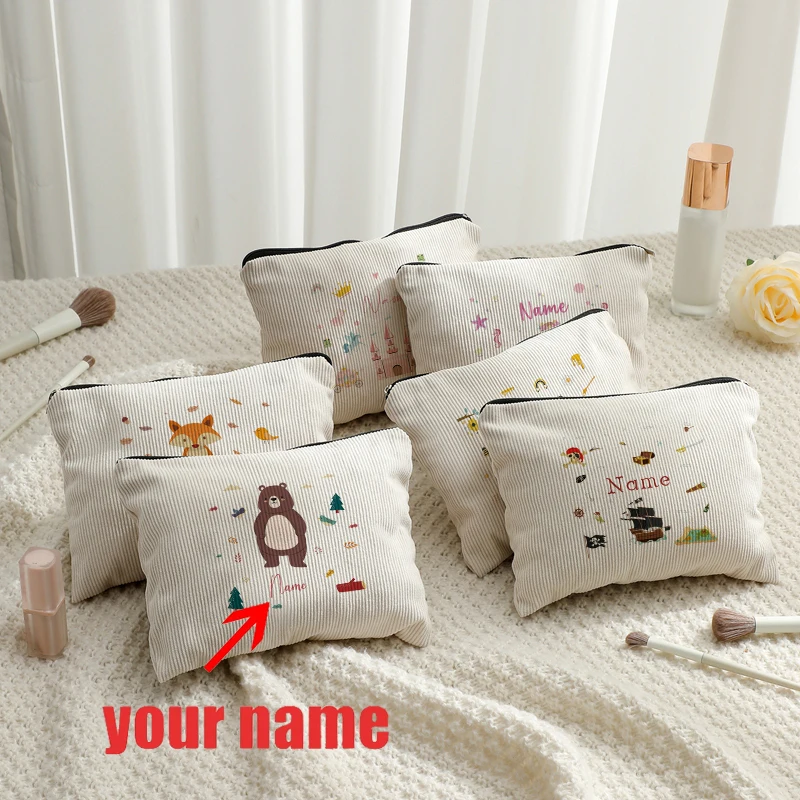 Customizable with Name Cute Mermaid Princess Ballerina Dancer Patterns Toiletry Makeup Travel Bag Girls Childrens Friends Gifts