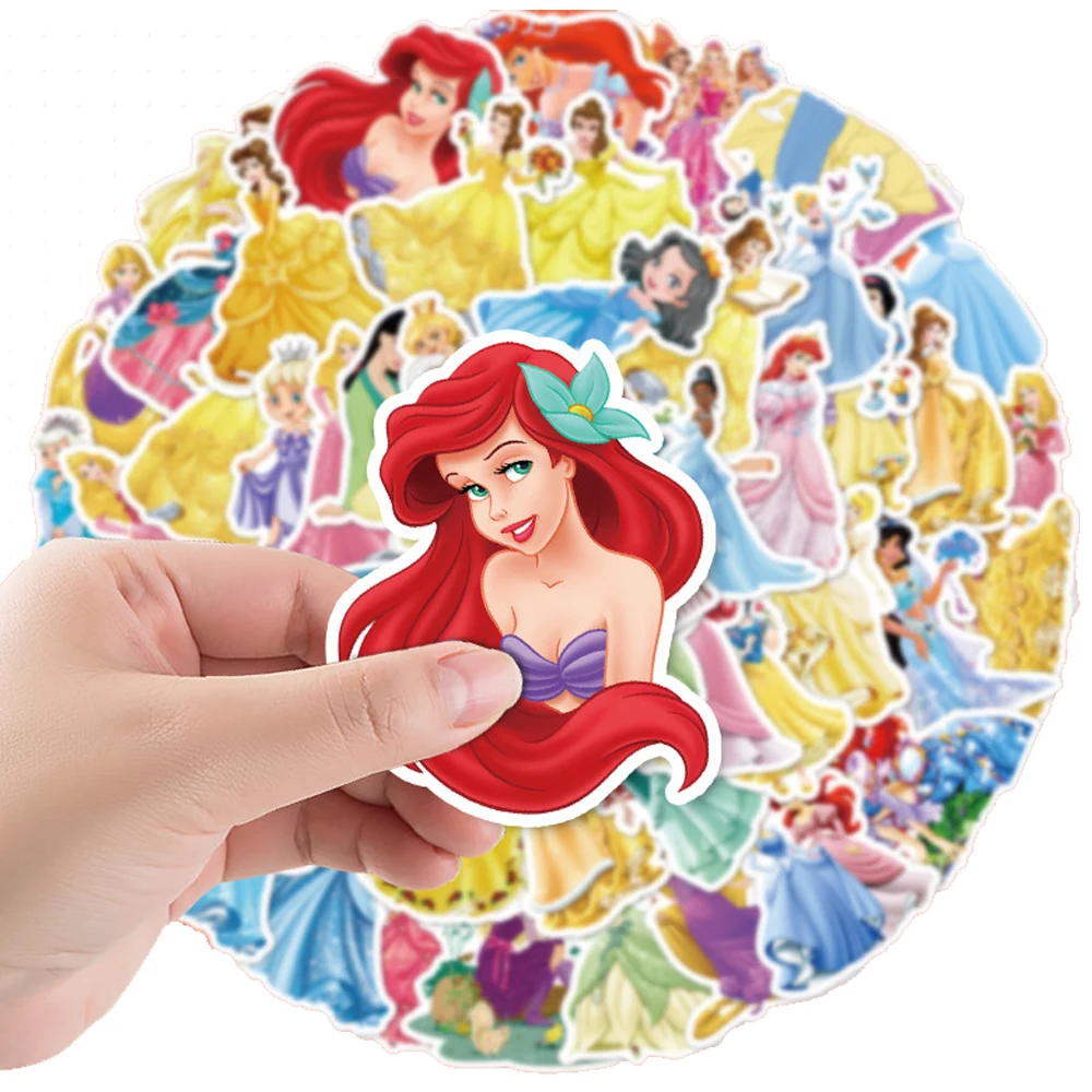 

10/30/50pcs Kawaii Disney Cartoon Stickers Princess Snow White Belle Ariel Decoration Decal Waterproof Cute Sticker for Girl Kid