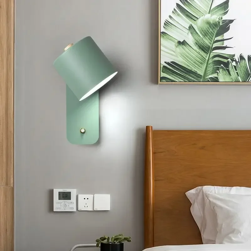 

LED Wall Lamp Nordic Bedside Adjustable Reading Wall Light Indoor Bedroom Closets Lighting Sconces Home Decor Lamps with switch