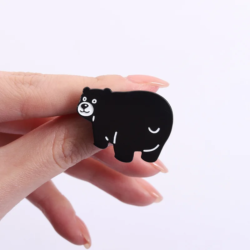 Cartoon Animal Series Enamel Pins Cute black bear brooch Lapel Pins Badge on Backpack Clothing Accessories Fashion Jewelry view 4