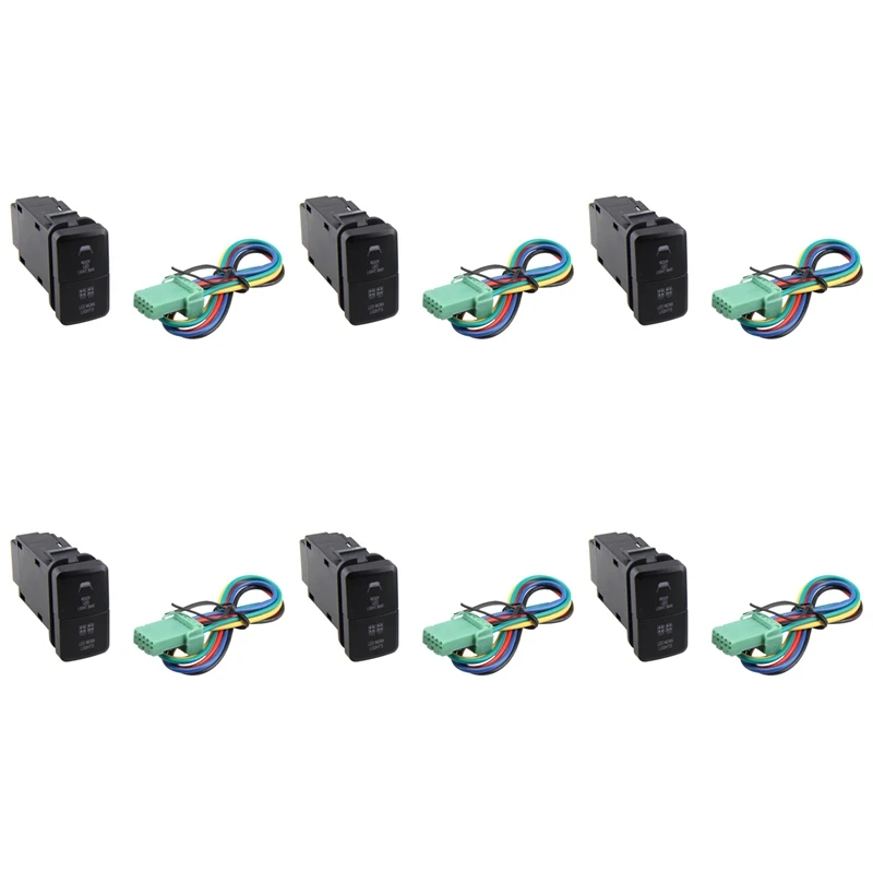 6X 12V Car Dual LED Light Bar Blue/Green On-Off Push Switch Button For Toyota Prado Reiz Hilux Landcruiser Light Button