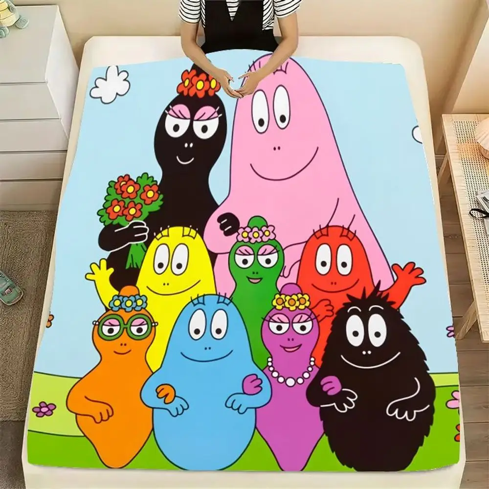 Colorful Barbapapa Family Throw Blanket - Whimsical Blob-Shaped Characters Design for Family Snuggles, Cozy Soft Microfiber Blan