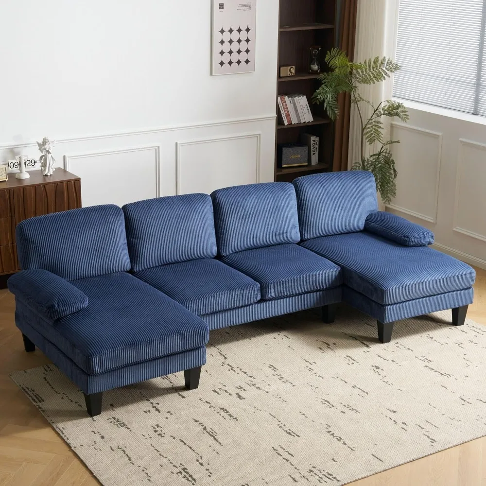

110" Sectional Couches for Living Room,U Shaped Couch with Double Chaise,4-Seat Sofa Set with Chenille Fabric for Home Furniture