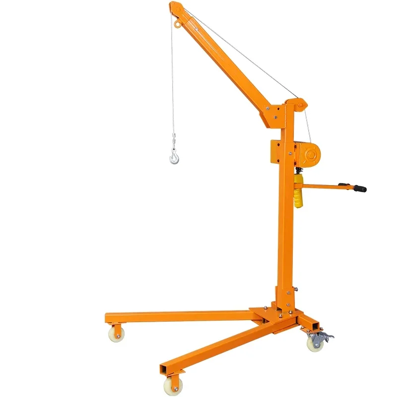 Mobile Small Crane Hand-cranked Folding Lifting Hanger Household Electric Lifting Hoist Micro Simple Crane