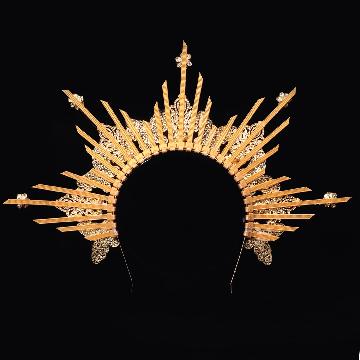 Vintage Crown Halo Headpiece Wedding Headwear Cosplay Women Sun Goddess Pearl Halloween Carnival Party Girls Headdress Props