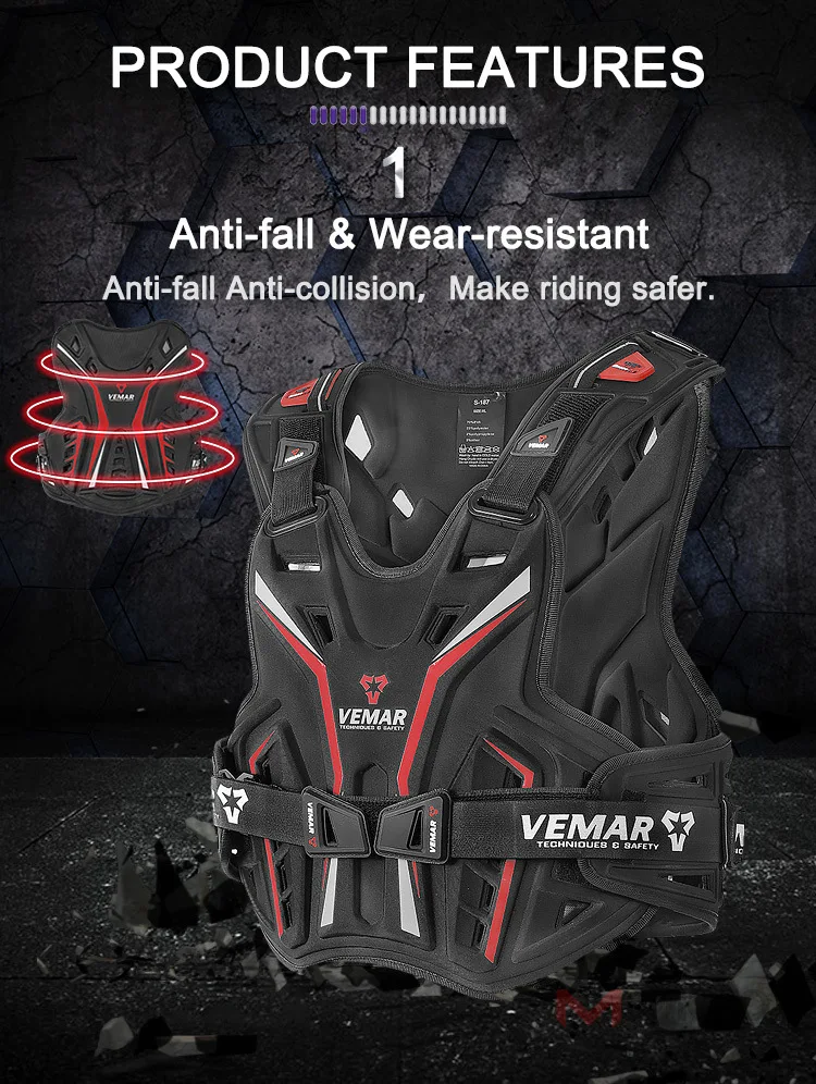 Motorcycle Armor Vest, Off‑Road Riding Chest Back Protector, Anti‑Fall Impact‑Resistant Protective Gear for Motocross Biker
