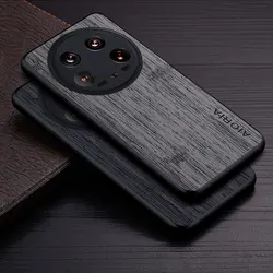 Case for Xiaomi 14 14 Ultra funda bamboo wood pattern PU Leather phone cover Luxury coque for Xiaomi 14 14 Ultra case capa