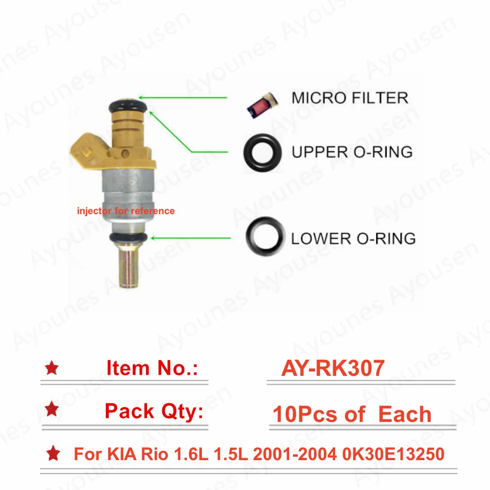 

Free Shipping 10Sets Fuel Injector Repair Kits for KIA Rio 1.6L 1.5L 2001-2004 0K30E13250 Rebuild Parts for AY-RK307