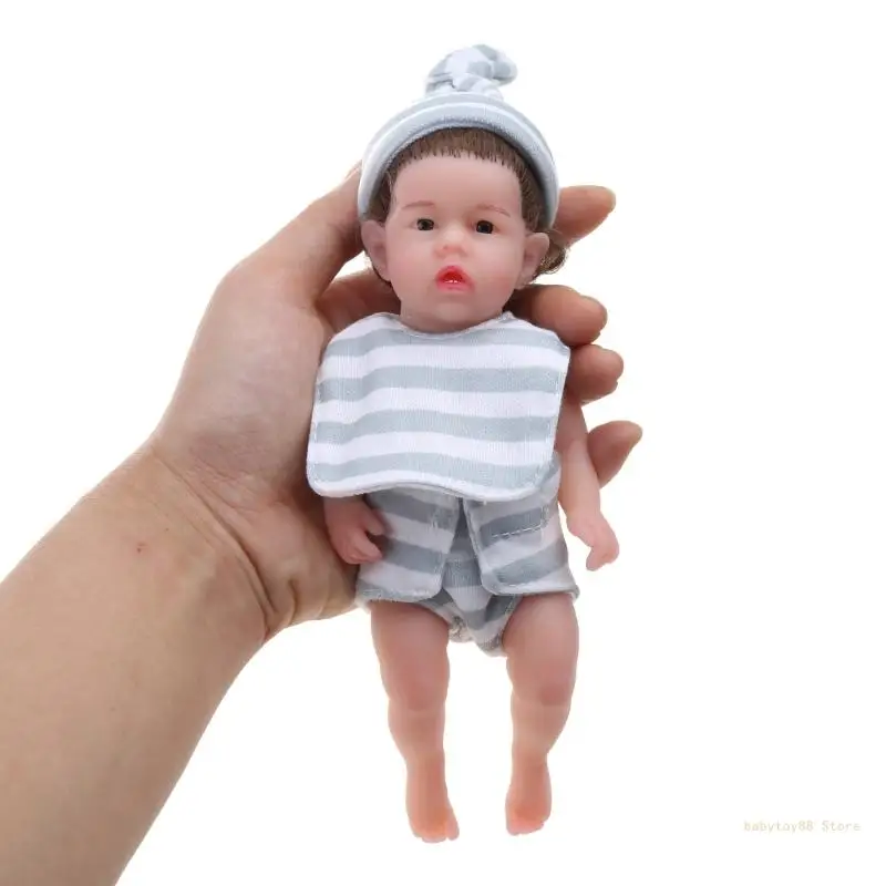 Y4UD Mini 6inches Simulated Infant for Doll Xmas Gift Real Looking Baby Interactive Toy Infant Gift for Baby New Year Relax T