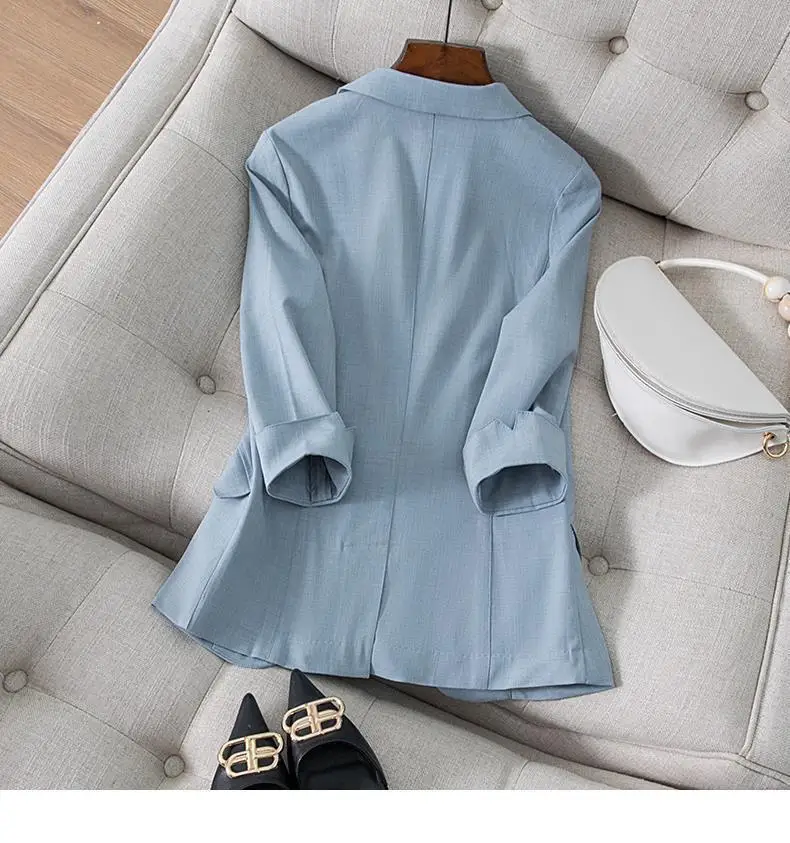 2023 New Plus Size Women\'s Blazer Elegant Summer Long Sleeve Suit Jacket Women Korean Fashion V-neck Thin Blazer Jacket Women