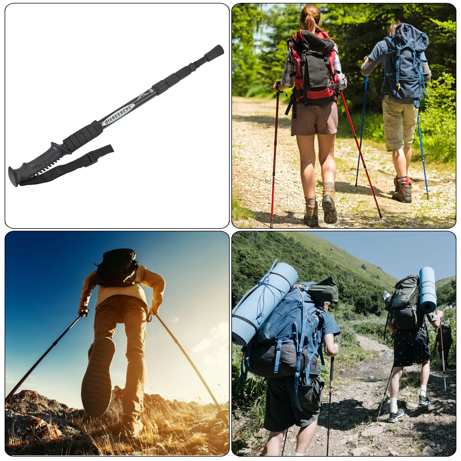 

Trekking Poles Set Collapsible Hiking Pole 21-43 Inch Telescopic Folding Cane with Snow Basket Aluminum Alloy for Outdoor Hiking