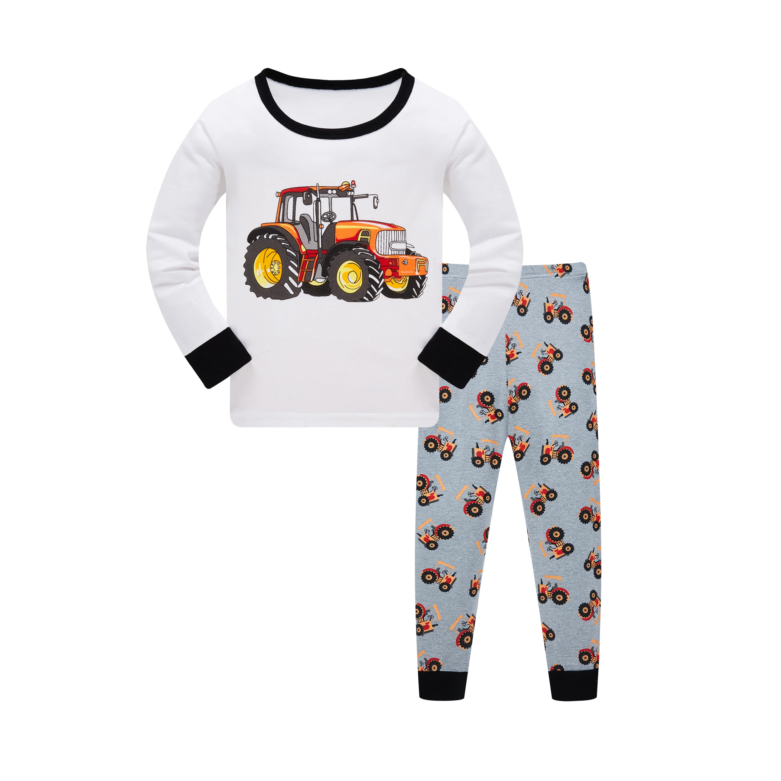 Children Pajama Car Print New Children Cartoon Long Sleeved Pajamas Comfortable Breathable Home Clothing Two-piece Clothe Set