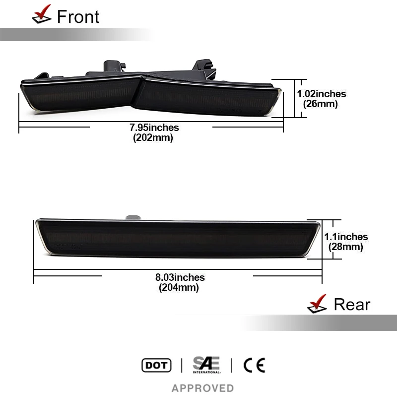 CarFront ، الأحمر الخلفي LED مجموعة مصابيح العلامات الجانبية ل 2015-2023 دودج تشالينجر SRT Hellcat Widebody ، بدوره إشارة أضواء وقوف السيارات