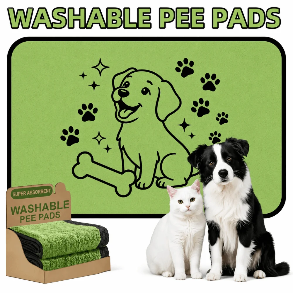 Reusable Dog Feeding Mat Washable Non-Slip Backing Potty Training Pads Super Absorbent Grass-Look Leakproof Pet Pads