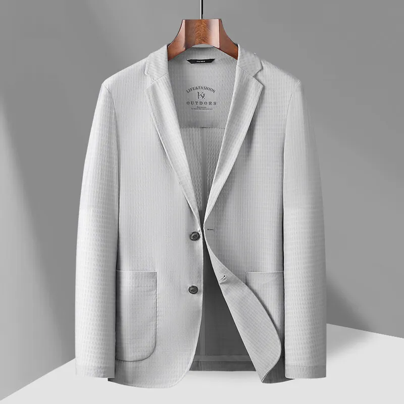 

Summer Thin Men's Busin Suit Ice Silk Sun Protection High End Lightweight Anti-Uv Iron Free Waistcoat Casual Che Pattern