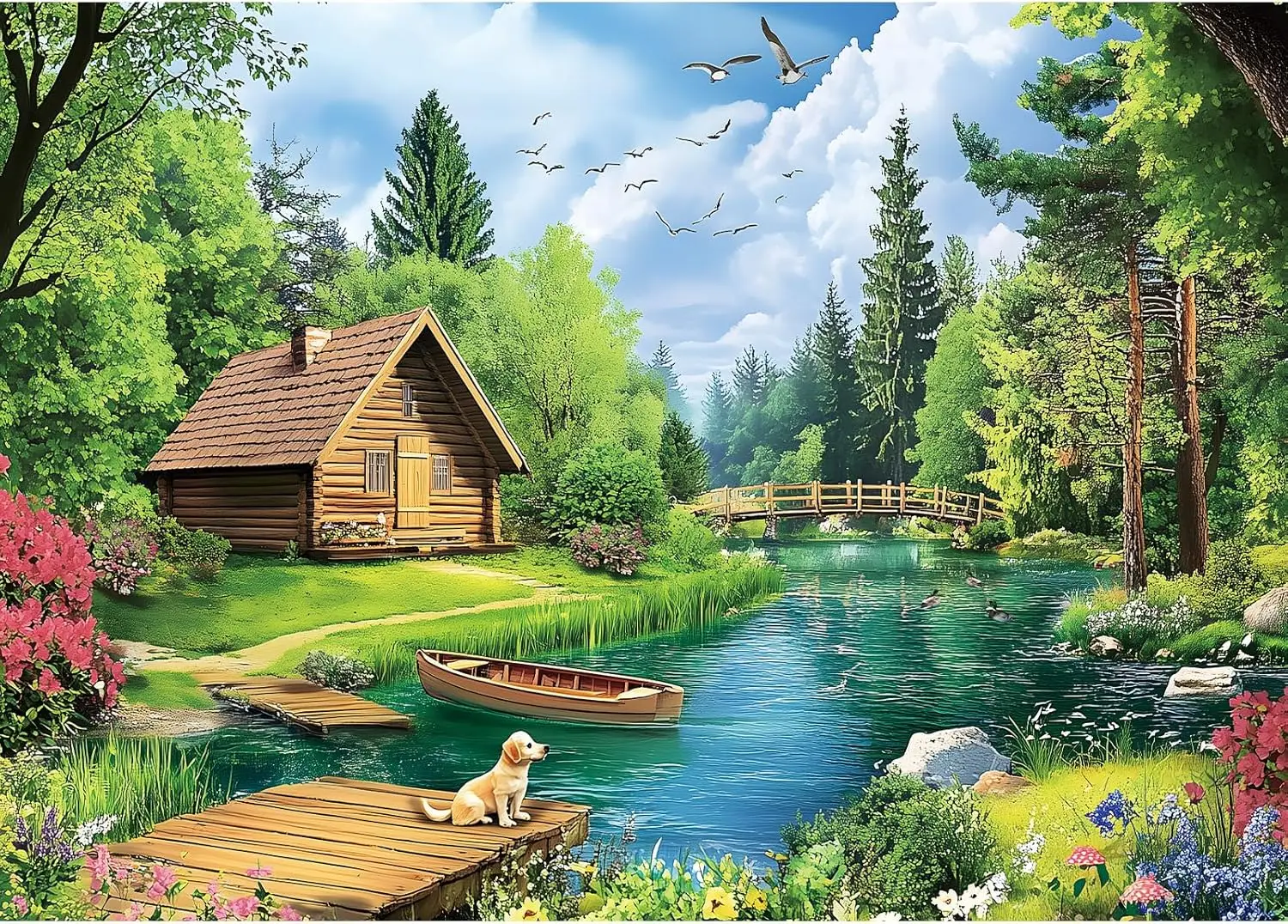 

Adult 120/300/500/1000 Piece Wooden Jigsaw Puzzle Wooden House Dog Landscape Puzzle Educational Entertainment Toy Christmas Gift