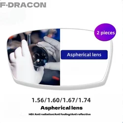 HD Aspherical Lenses 1.56/1.61/1.67/1.74 Myopia Hyperopic Astigmatism Lenses  Wear-resistant Optical Prescription lens 2 Pieces