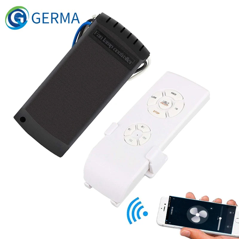 GERMA Wifi Ceiling Fan Smart Remote Control Switch Timer Fan Speed Controller Works With Alexa Google Home AC 110V 220V