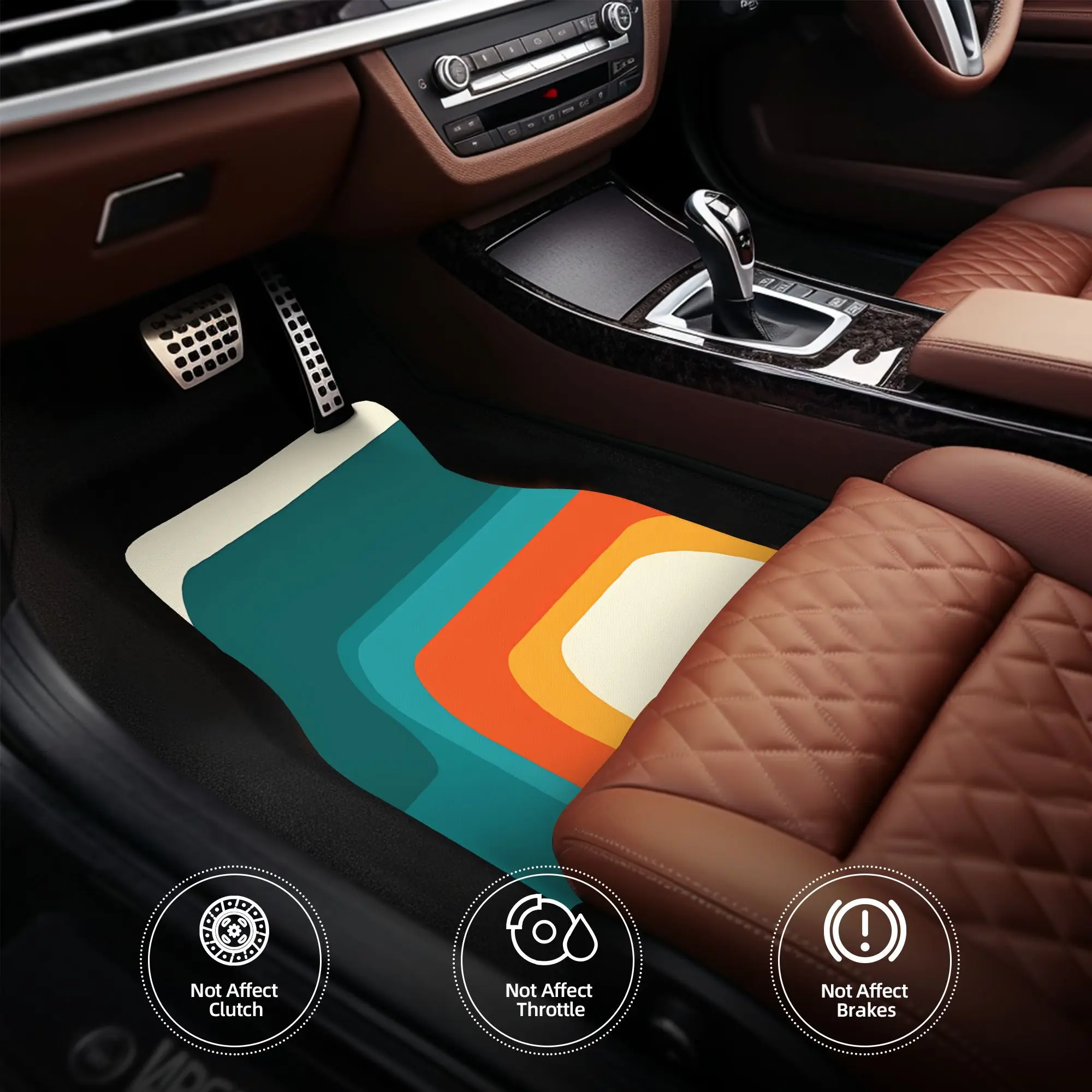BOHO Mid-Century Modern Turquoise Teal Turquoise Mustard Yellow Coral Pink Beige White Car Floor S Set - Fit Non-Slip Easy-Clean