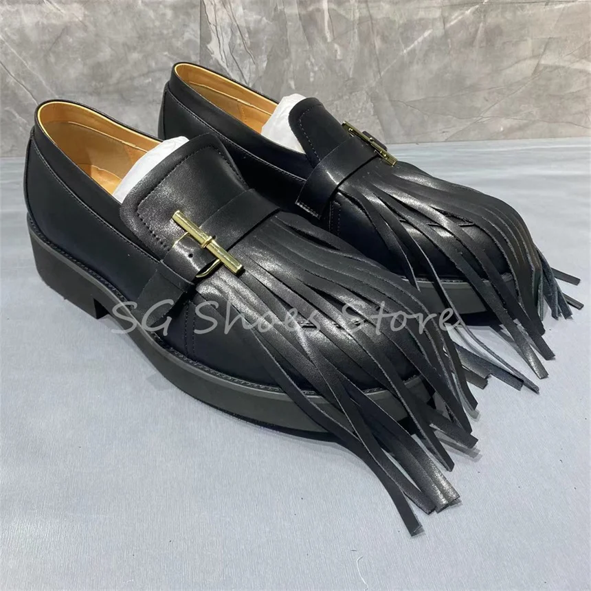 Luxury Brand Tassel Design Loafers for Men Handmade Genuine Leather Business Dress Shoes Male Large Size Casual Derby Shoes