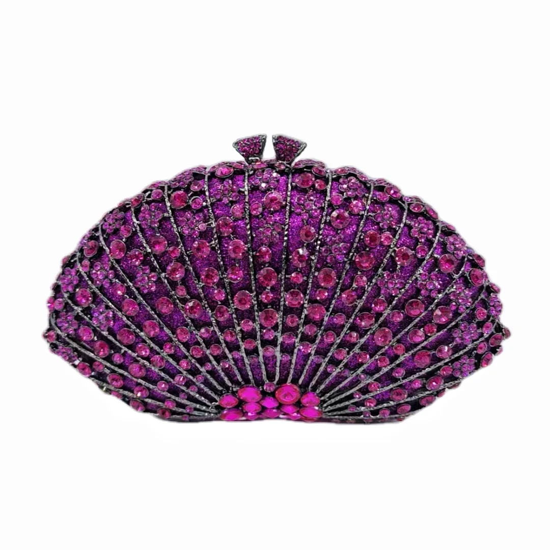 Fan Women Multicolored Crystal Handbag for Dinner Party Luxury Diamond Evening Bag Wedding Bridal Floral Gala Banquet Purse
