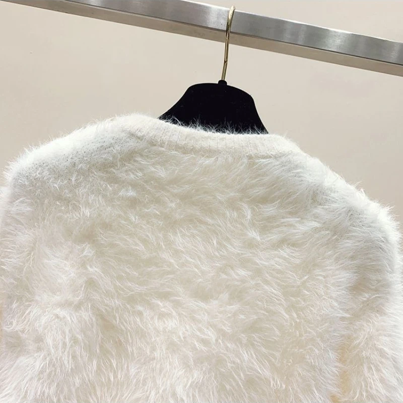 Fuzzy Sweater Pullover Women Soft Plush Solid Color Simple Sweater White Mink Fur Sweet Loose-Fit Warm Sweaters Knitwear Jumpers 5 Fuzzy Sweater Pullover Women Soft Plush Solid Color Simple Sweater White Mink Fur Sweet Loose-Fit Warm Sweaters Knitwear Jumpers 5