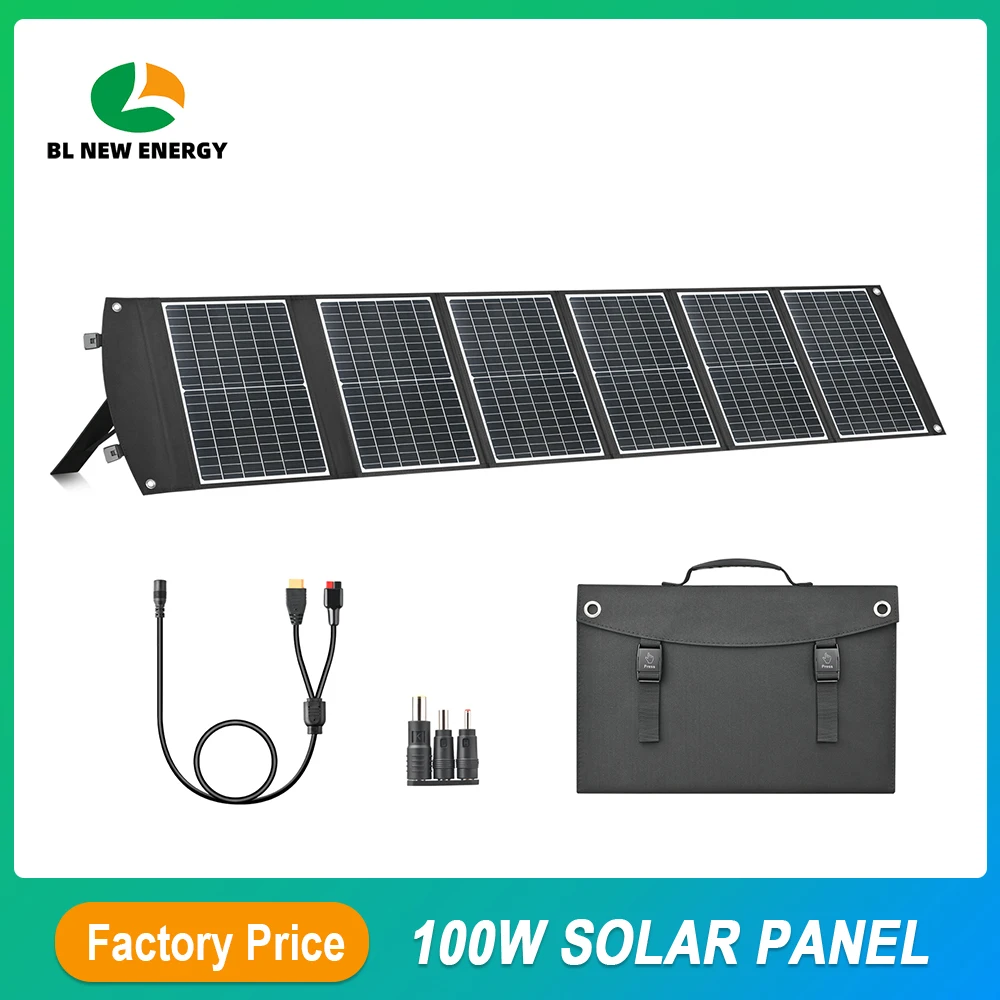 

100Watt Foldable Solar Panel for Power Station Portable Waterproof Monocrystalline Outdoor Camping Folding Solar Backpack