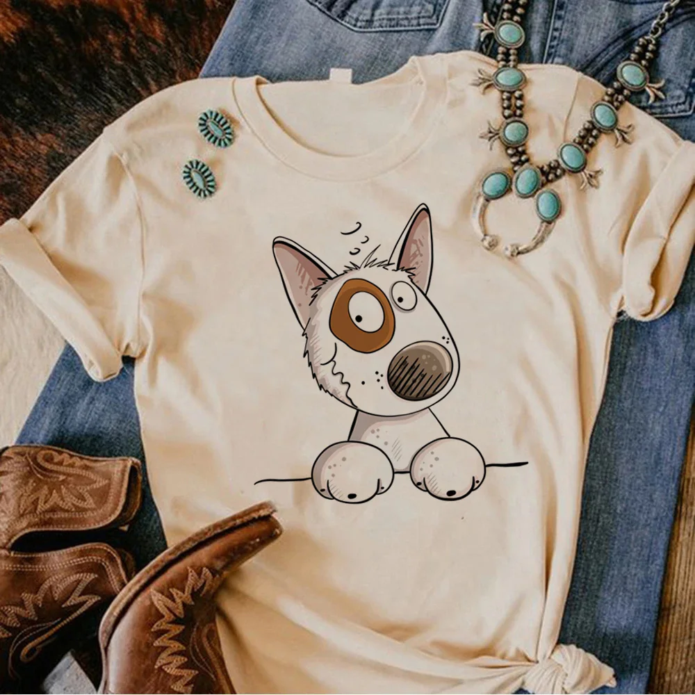 Bull Terrier t-shirts women summer funny streetwear t-shirts female 2000s anime funny clothes