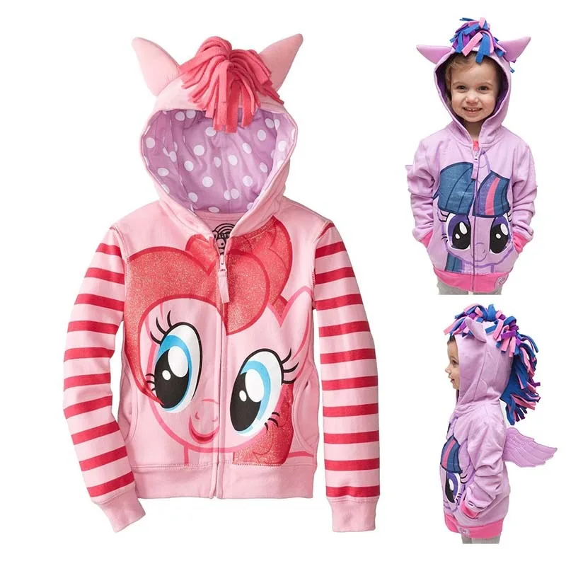 Autunno Inverno Bambini Ragazze Ragazzi Cartoon Felpe con cappuccio Cappotto My Little Pony Stampato Kawaii Felpe con zip con cappuccio Bambino NATALE Vestiti