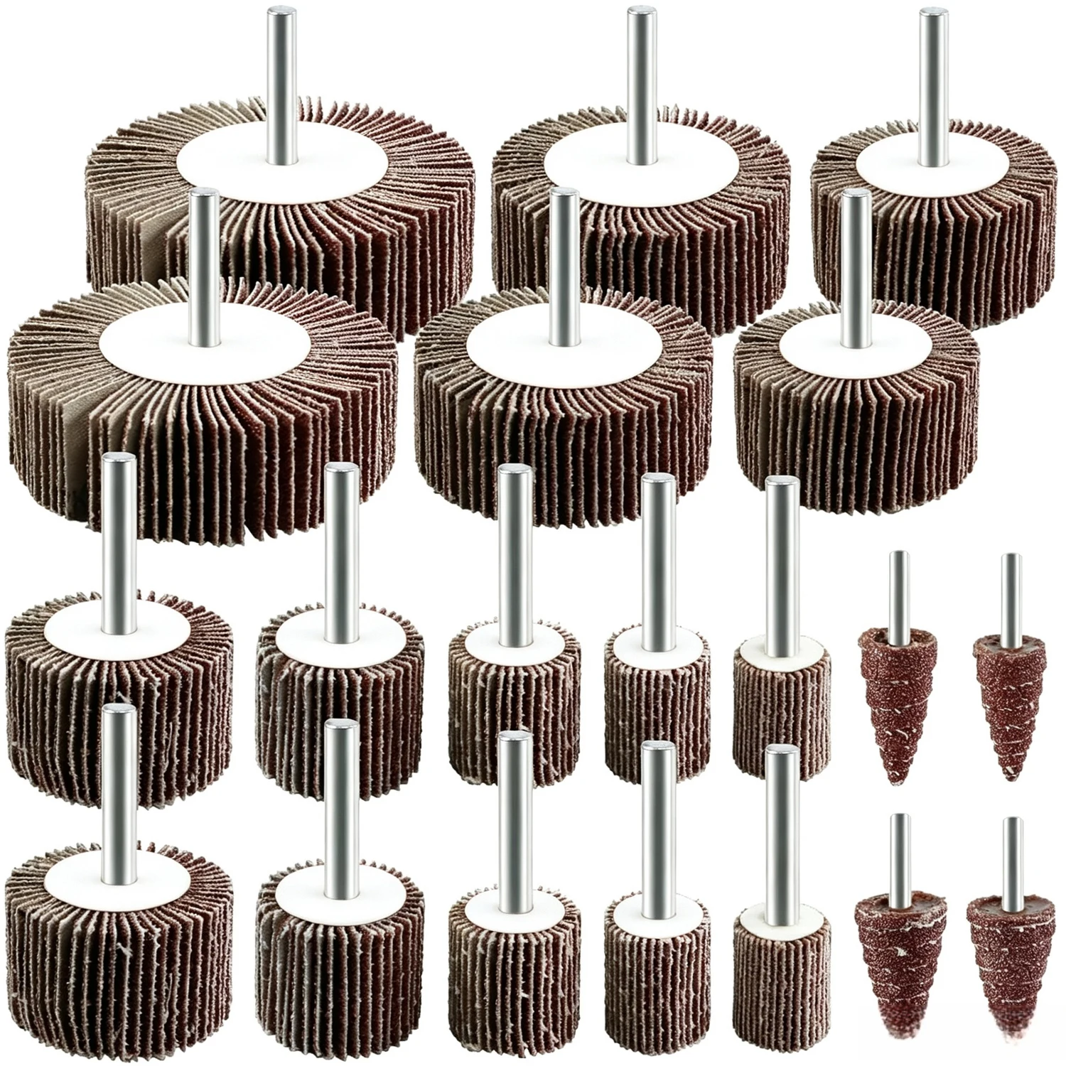 20Pcs Flap Wheel Sander Set 80 Grit Coarse Sanding Wheel for Drill 1/4 inch Shank for Metal Wood Die Sander Aluminum Oxide 20-80