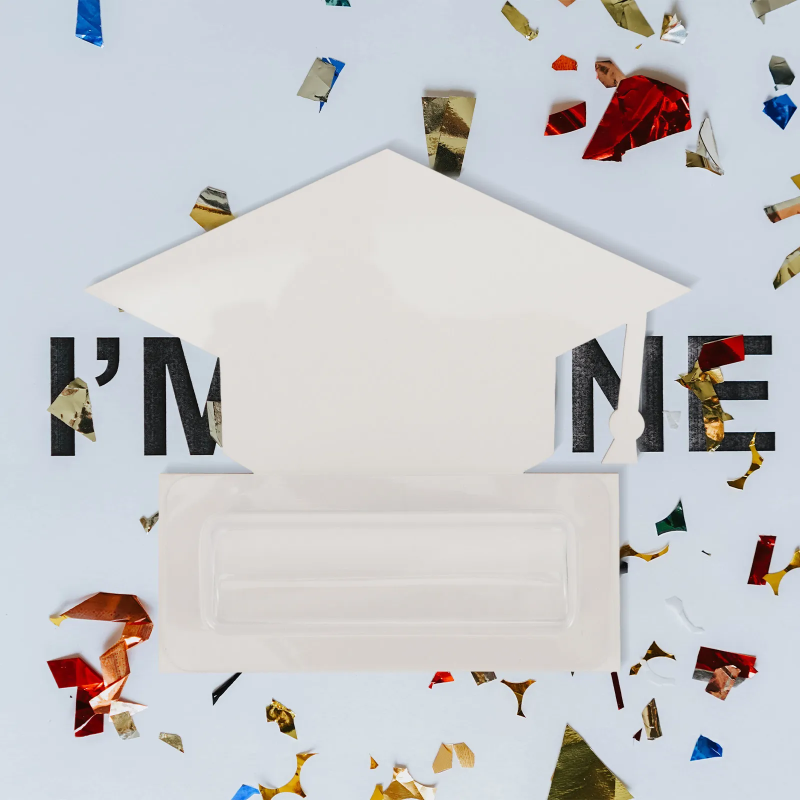 2Pcs Graduation Cap Plastic Dome Gift Cards Clear DIY Sublimation Blank Money Holder Notes for Festival Greeting Blessing