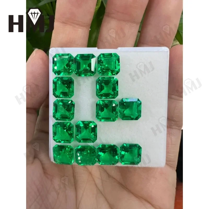 Hydrothermal Lab Grown Colombia Emeralds Square Asscher Hand Cutting with Cracks Inclusions Inside Selectable AGL Certificate - Image 5
