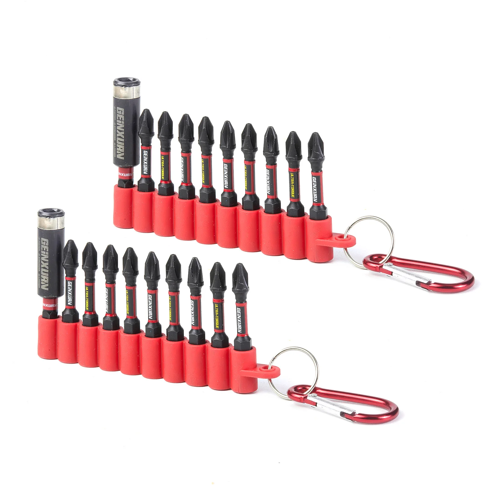 Geinxurn Set di 20 punte per cacciavite Phillips a impatto, punte magnetiche in acciaio S2 PH2 da 2 pollici con portapunte, strisce morbide per appendere