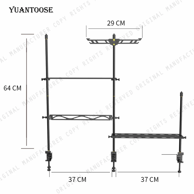 

Outdoor Camping Picnic Accessories Portable Desktop Shelf Camping Storage Rack With Lamp Stand