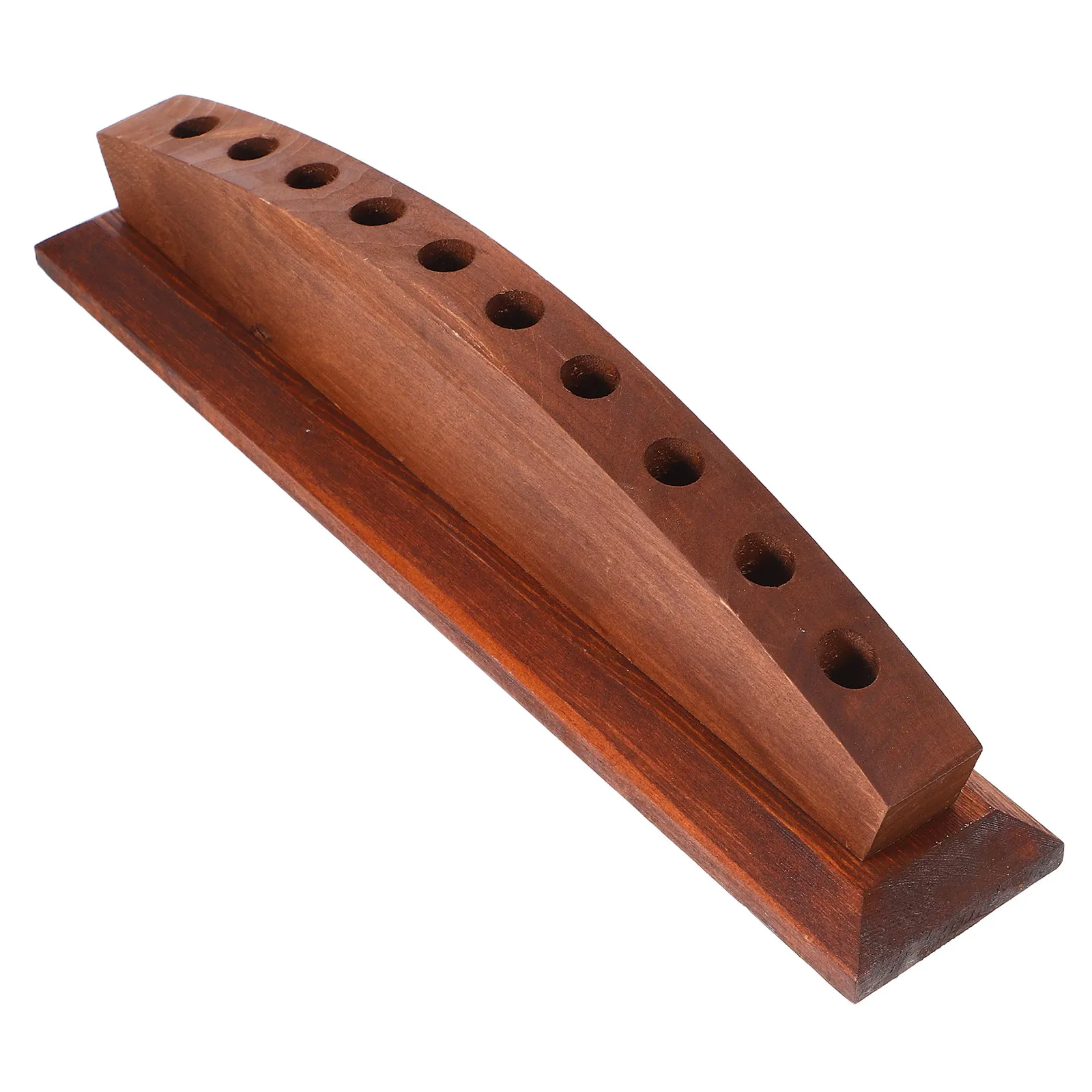 Natural Wood 10-Slot Pen Holder Rack Stylish Minimalist Desk Organizer for Pens Pencils Makeup Brushes Eyebrow Pens Office Home