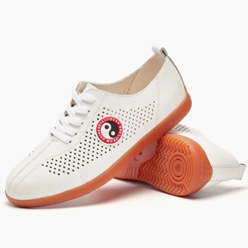 أحذية تاي تشي فنون الدفاع عن النفس جلد طبيعي قسط جلد البقر خفيفة الوزن عدم الانزلاق أحذية الووشو مريحة Taiji ممارسة الأحذية