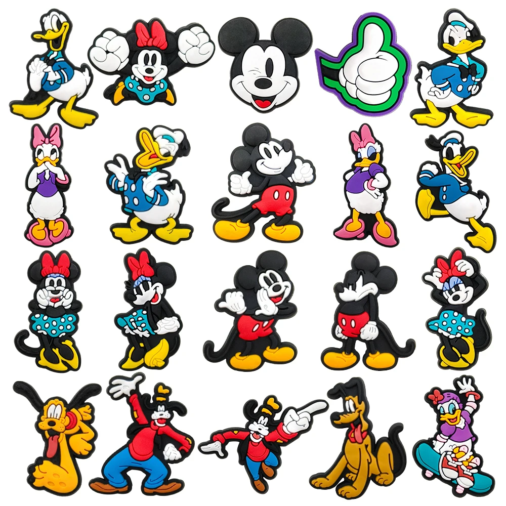 Funny Disney 1PCS MINISO Cartoon Mickey DIY Mouse Duck Characters PVC Shoe Charms Decorate Cute Accessories Kids Girl Party Gift