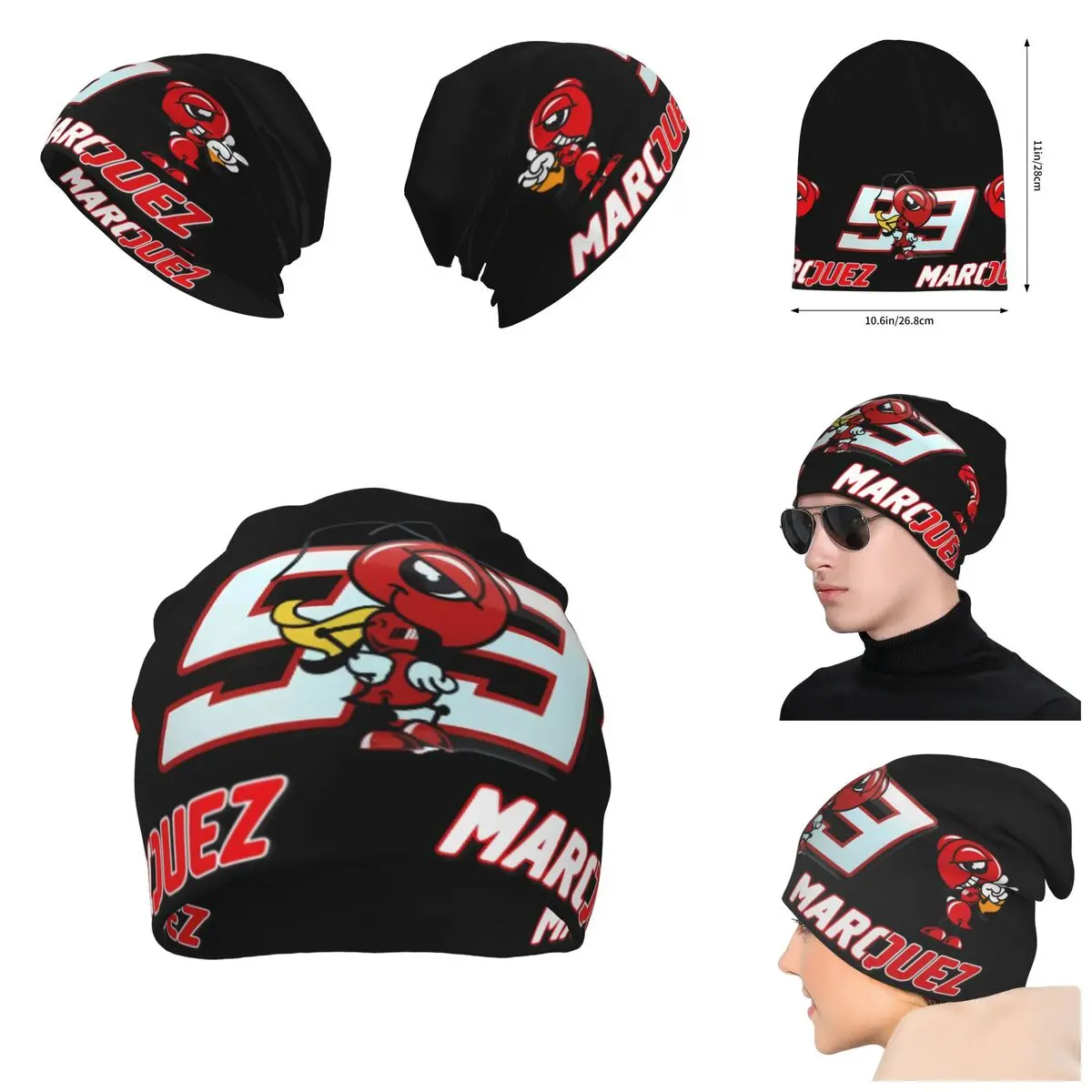 Dzianinowa czapka z nadrukiem 3D dla mężczyzn i kobiet, niesamowity hiszpański wyścigowiec Marquez 93 Unisex zimowa ciepła czapka bez ronda