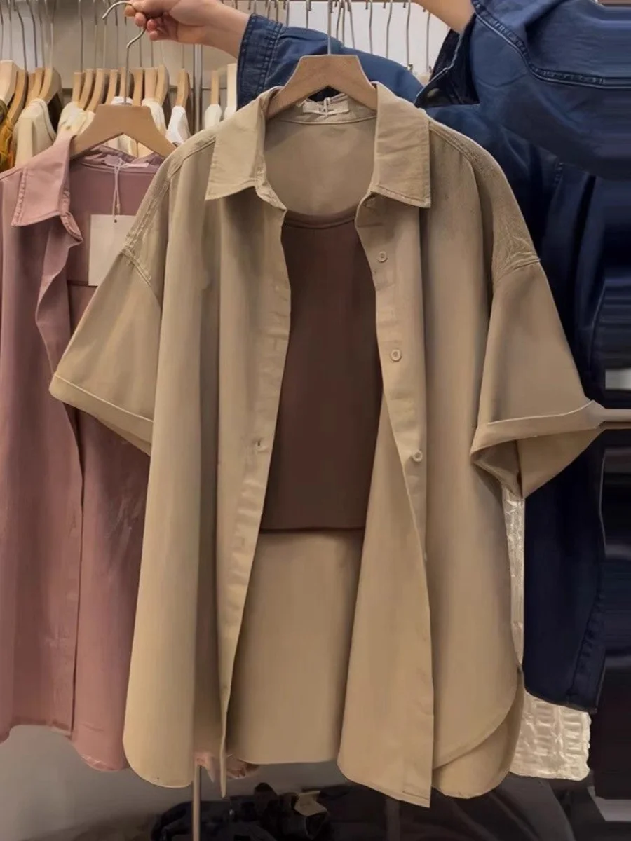 

plus Size Ne ort Sve Women's irt Loose Fit Vintage Hong Kong Sle Chic Anti-Aging Top for plus Size Women