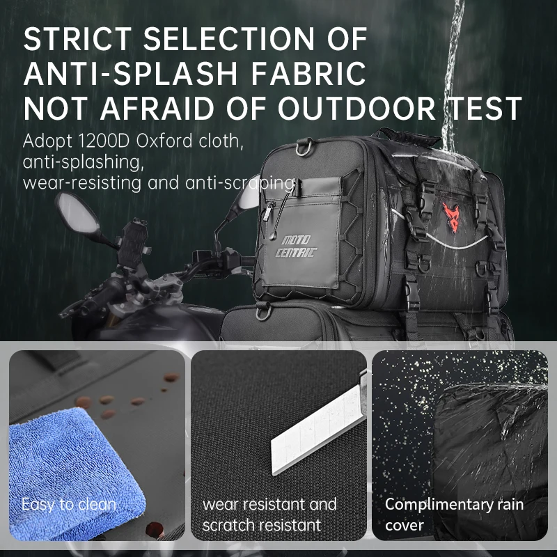 Motorcycle Waterproof Motorcycle Seat Bag Helmet Bag Multifunction High Capacity Motorcycle Bag Rider 35-50L Rear Tail SaddleBag image 6