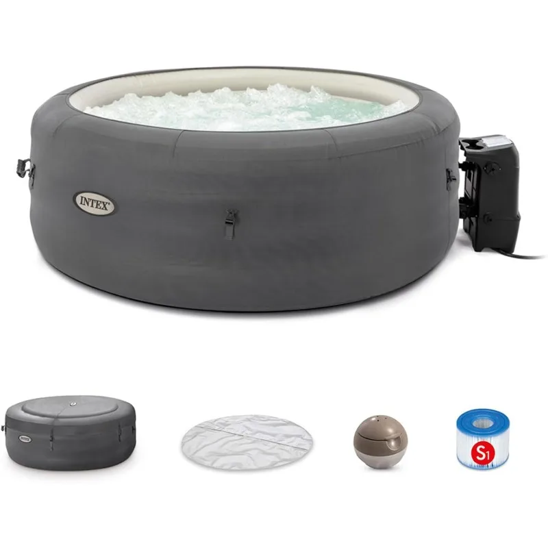 INTEX 28483E SimpleSpa Inflatable Bubble Massage Spa: Includes Insulated Cover – Built-in QuickFill Inflation – Soothing Jets