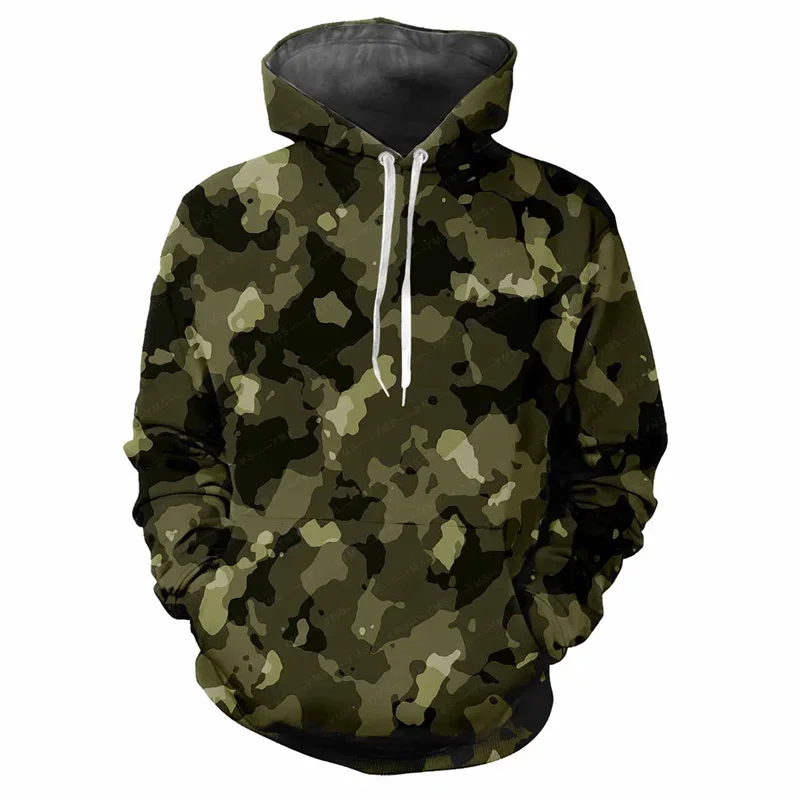 3D Printed Jungle Camouflage Hoodie Men Cat Pattern Sweatshirt Loose Casual Outdoor Sports Long Sleeves Street Kids Camo Hoodies